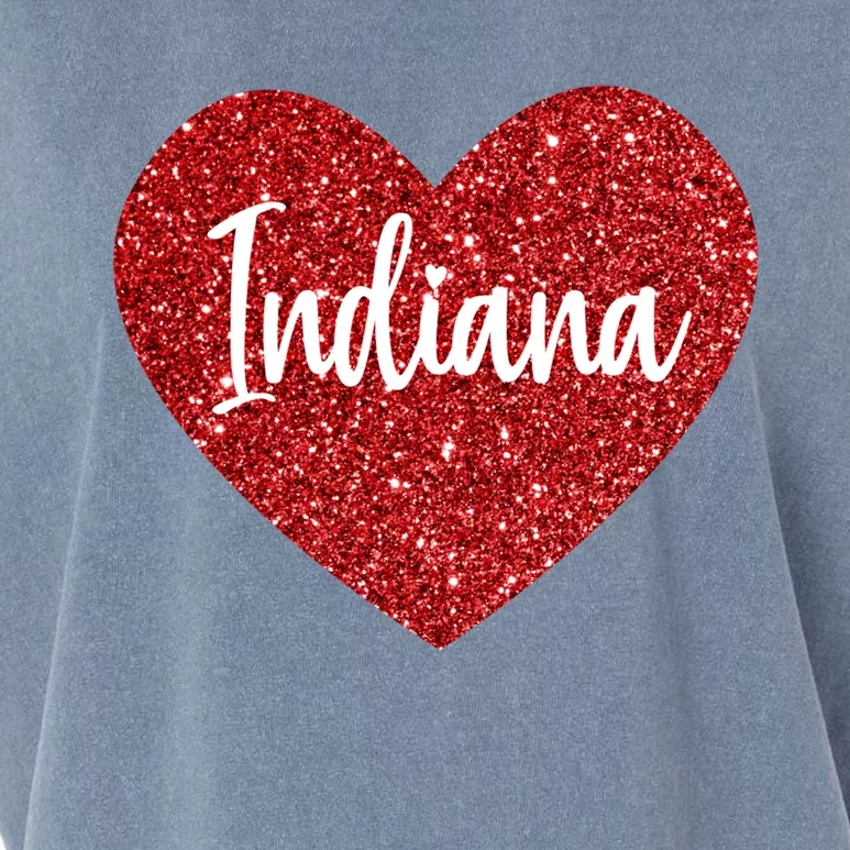 I Love Indiana Usa Red Heart Gift Garment-Dyed Women's Muscle Tee