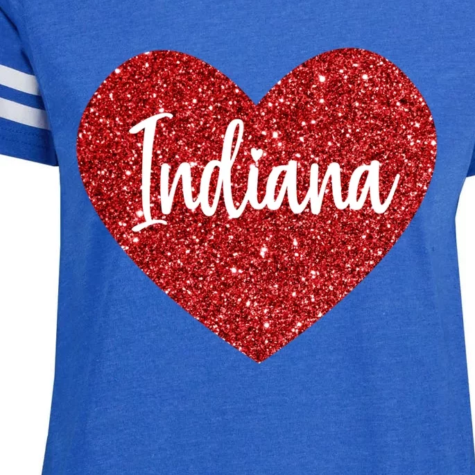 I Love Indiana Usa Red Heart Gift Enza Ladies Jersey Football T-Shirt