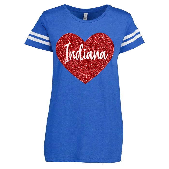 I Love Indiana Usa Red Heart Gift Enza Ladies Jersey Football T-Shirt