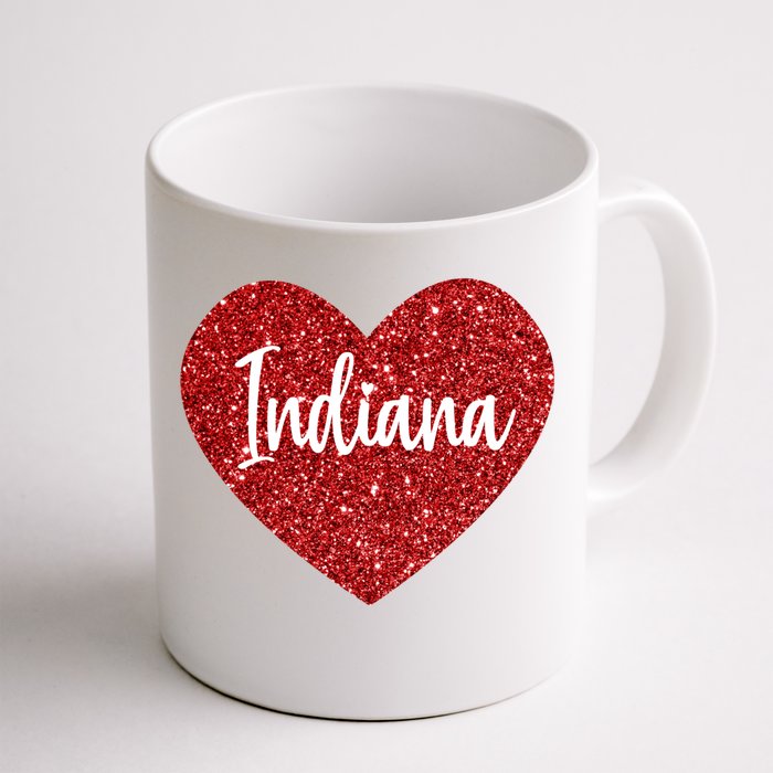 I Love Indiana Usa Red Heart Gift Front & Back Coffee Mug