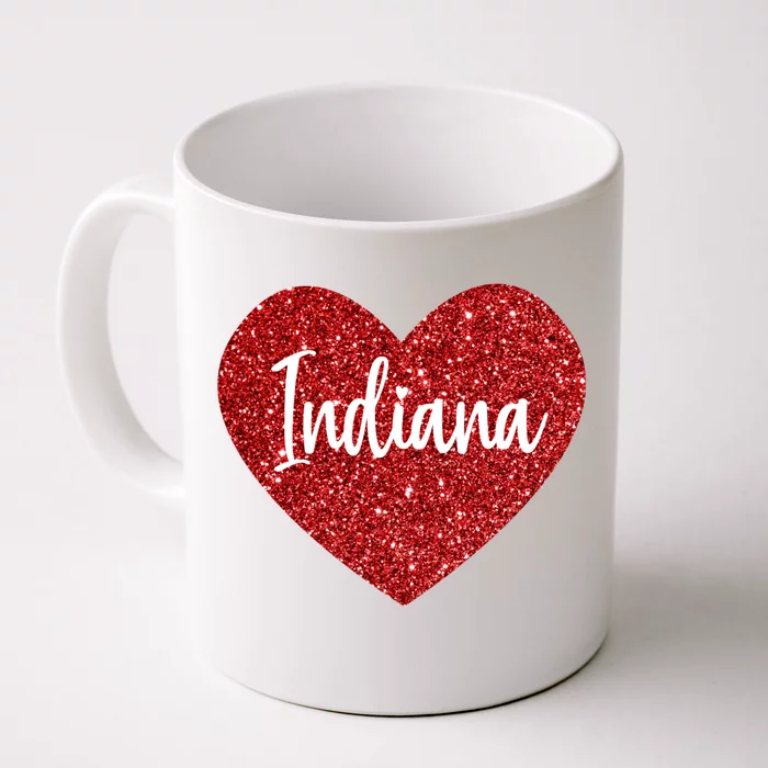 I Love Indiana Usa Red Heart Gift Front & Back Coffee Mug