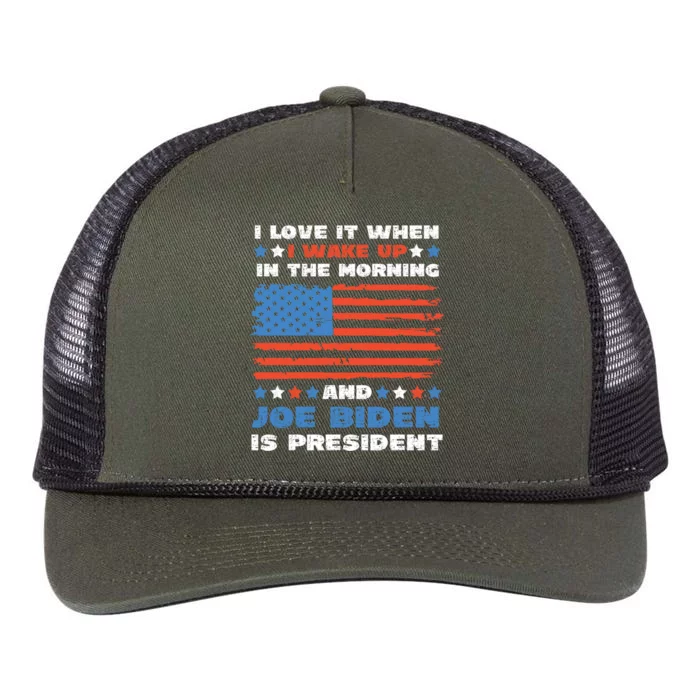 I Love It When I Wake Up Biden Is President Joe Biden Gift Retro Rope Trucker Hat Cap