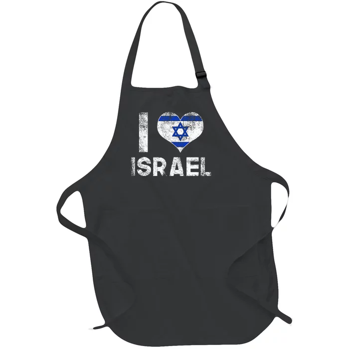 I Love Israel in Hebrew ProIsrael Israeli Full-Length Apron With Pocket