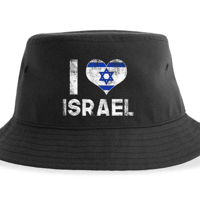 I Love Israel in Hebrew ProIsrael Israeli Sustainable Bucket Hat