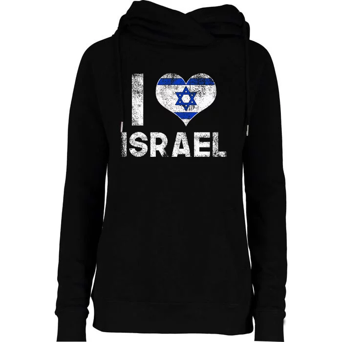 I Love Israel in Hebrew ProIsrael Israeli Womens Funnel Neck Pullover Hood