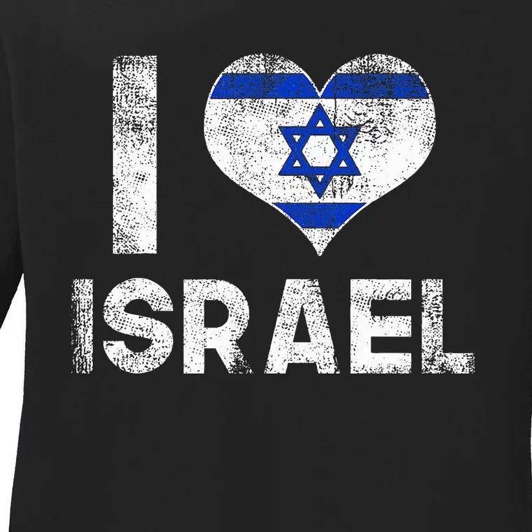 I Love Israel in Hebrew ProIsrael Israeli Ladies Long Sleeve Shirt