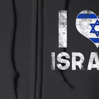 I Love Israel in Hebrew ProIsrael Israeli Full Zip Hoodie