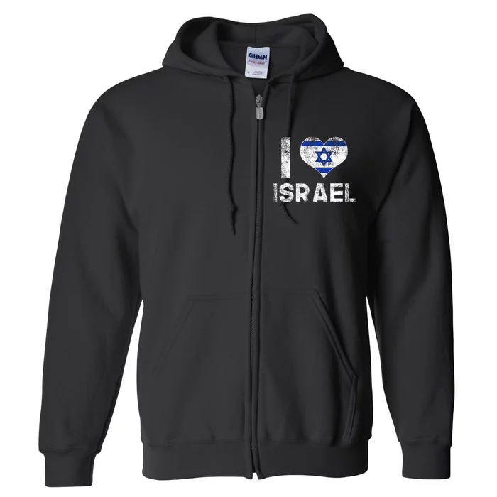 I Love Israel in Hebrew ProIsrael Israeli Full Zip Hoodie