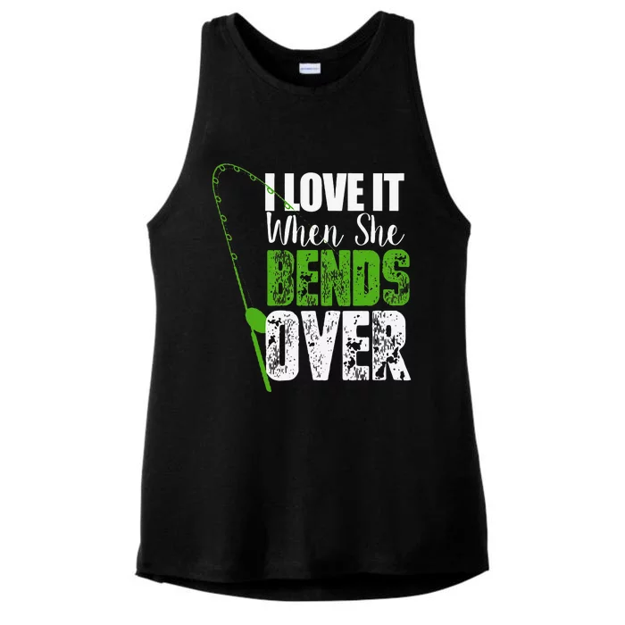 I Love It When She Bends Over Funny Fishing Gift Ladies Tri-Blend Wicking Tank