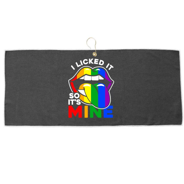 I Licked It So It's Mine LGBTQ Lips Rainbow LGBT Large Microfiber Waffle Golf Towel