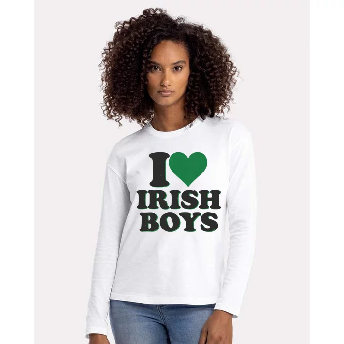 I Love Irish Boy I Heart Irish Funny St Patricks Day Womens Cotton Relaxed Long Sleeve T-Shirt