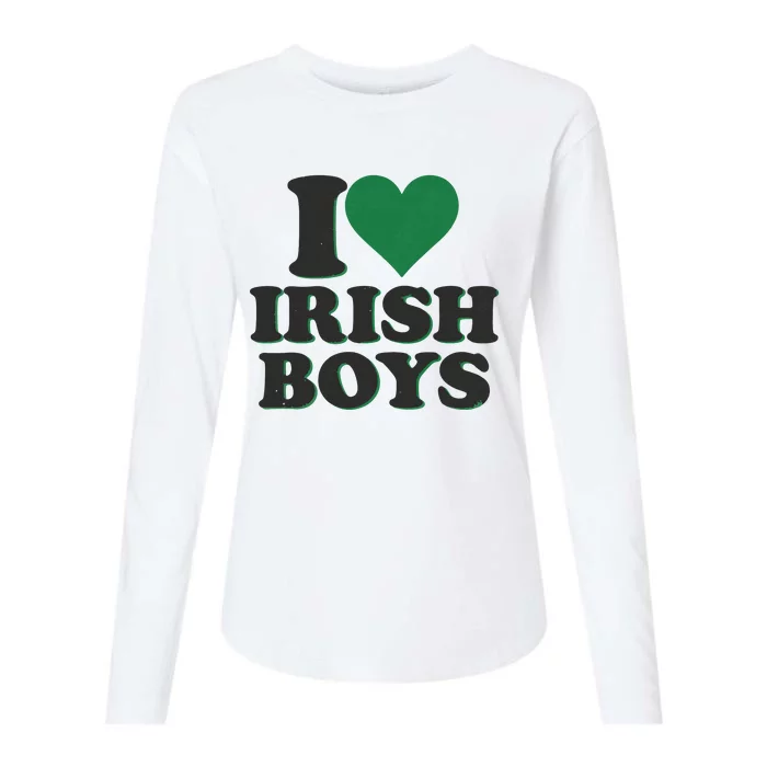 I Love Irish Boy I Heart Irish Funny St Patricks Day Womens Cotton Relaxed Long Sleeve T-Shirt