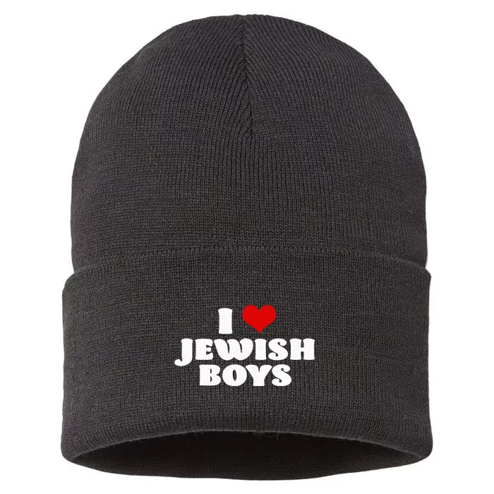 I Love Jewish Red Heart Hanukkah Sustainable Knit Beanie