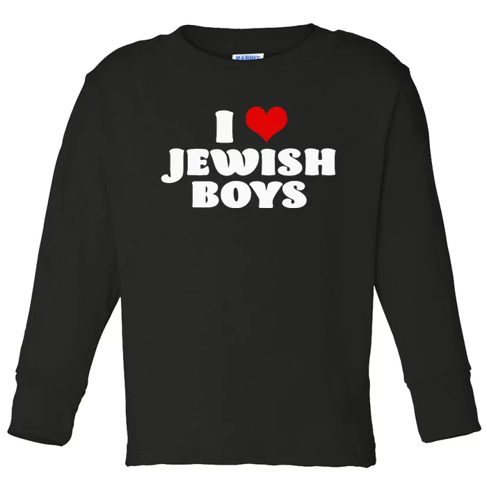 I Love Jewish Red Heart Hanukkah Toddler Long Sleeve Shirt