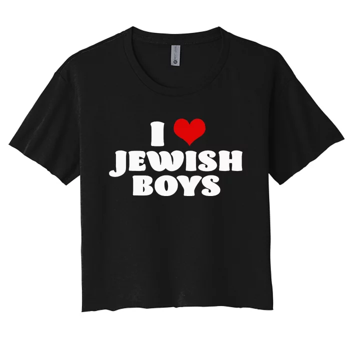 I Love Jewish Red Heart Hanukkah Women's Crop Top Tee