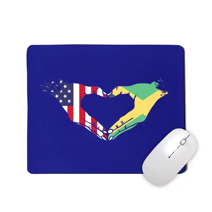 I Love Jamaica And Usa Flag Funny Gift Mousepad