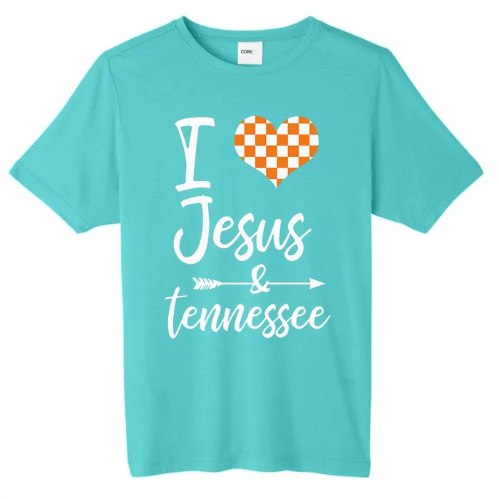 I Love Jesus And Tennessee Orange Heart Cute Fan ChromaSoft Performance T-Shirt