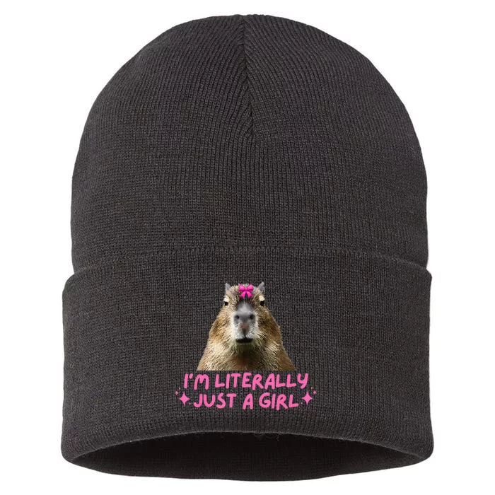 IM Literally Just A Girl Capybara Coquette Sustainable Knit Beanie