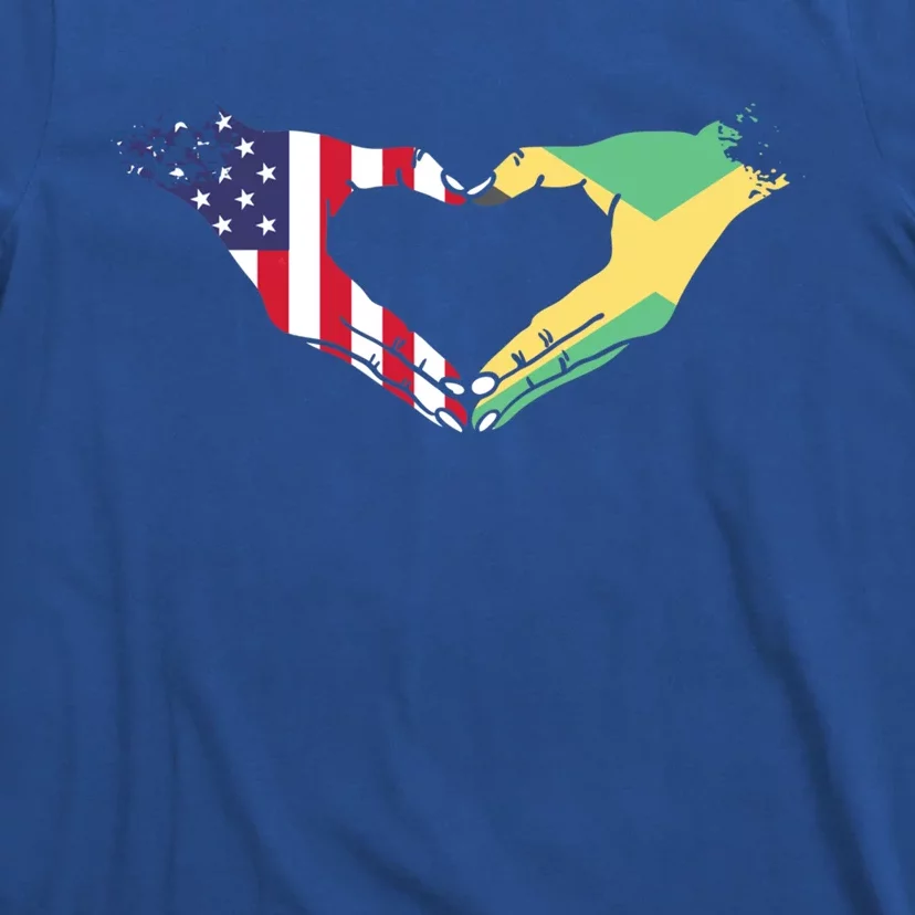 I Love Jamaica And Usa Flag Funny Gift T-Shirt