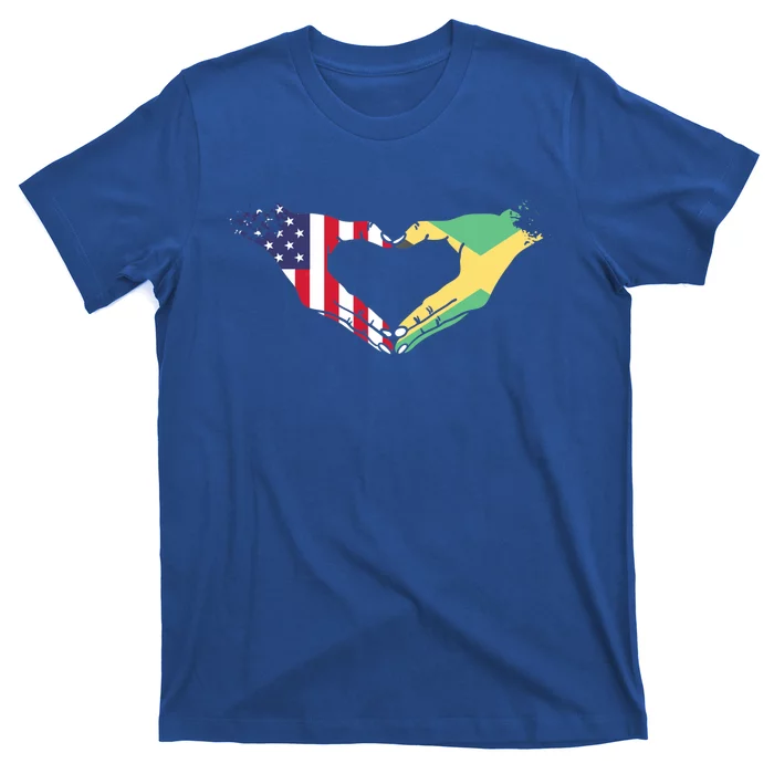 I Love Jamaica And Usa Flag Funny Gift T-Shirt