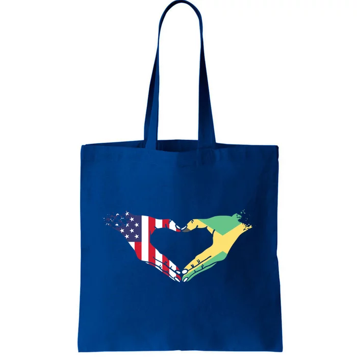 I Love Jamaica And Usa Flag Funny Gift Tote Bag