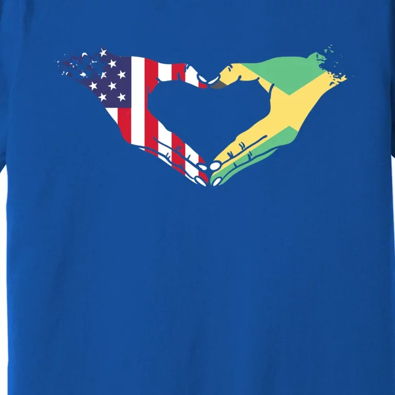 I Love Jamaica And Usa Flag Funny Gift Premium T-Shirt