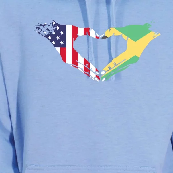 I Love Jamaica And Usa Flag Funny Gift Unisex Surf Hoodie