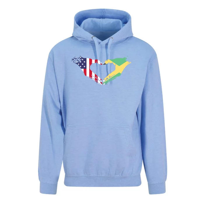 I Love Jamaica And Usa Flag Funny Gift Unisex Surf Hoodie