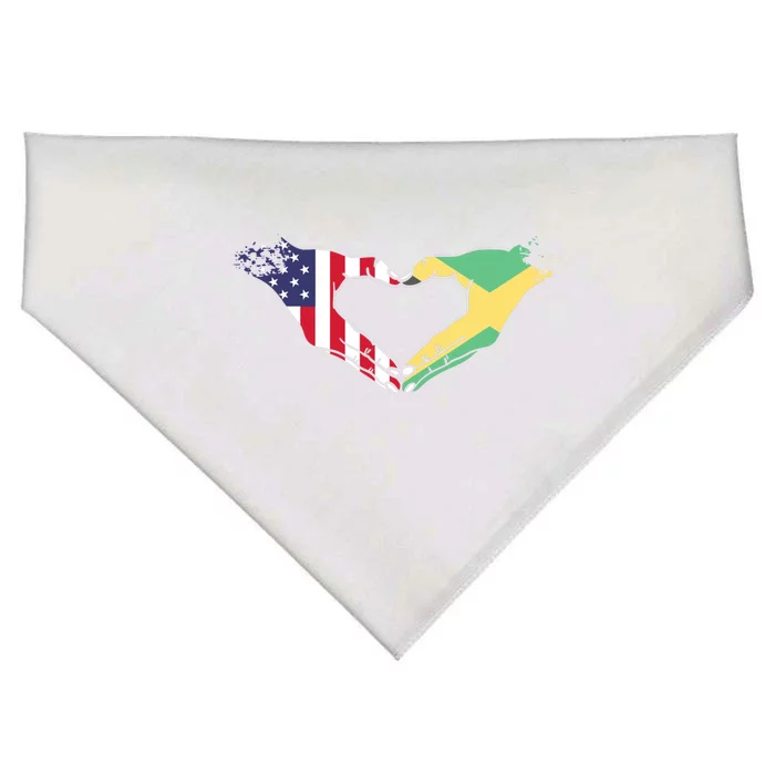 I Love Jamaica And Usa Flag Funny Gift USA-Made Doggie Bandana