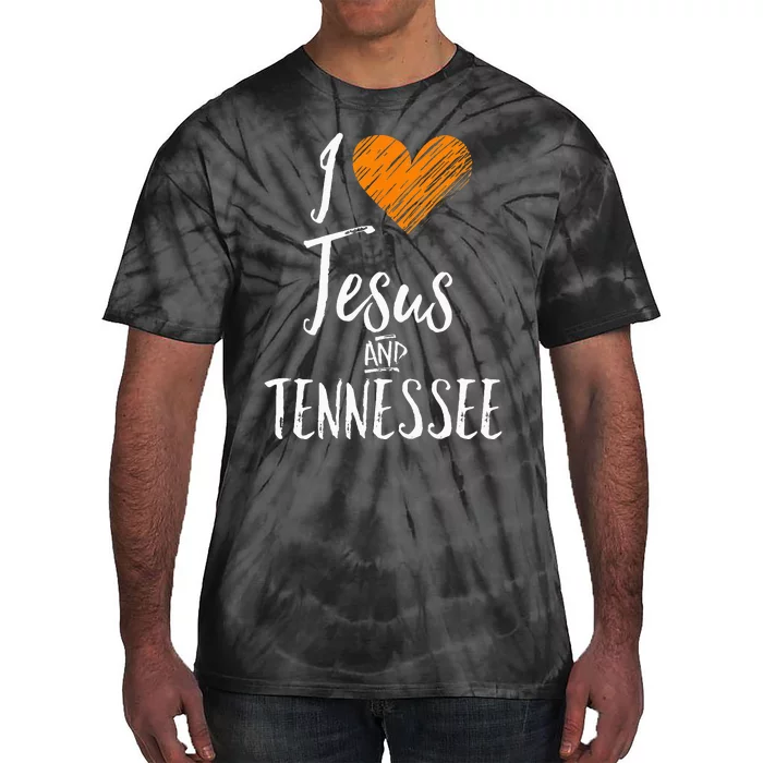 I Love Jesus And Tennessee Orange Heart Cute Fan Gift Tie-Dye T-Shirt