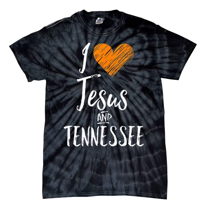 I Love Jesus And Tennessee Orange Heart Cute Fan Gift Tie-Dye T-Shirt