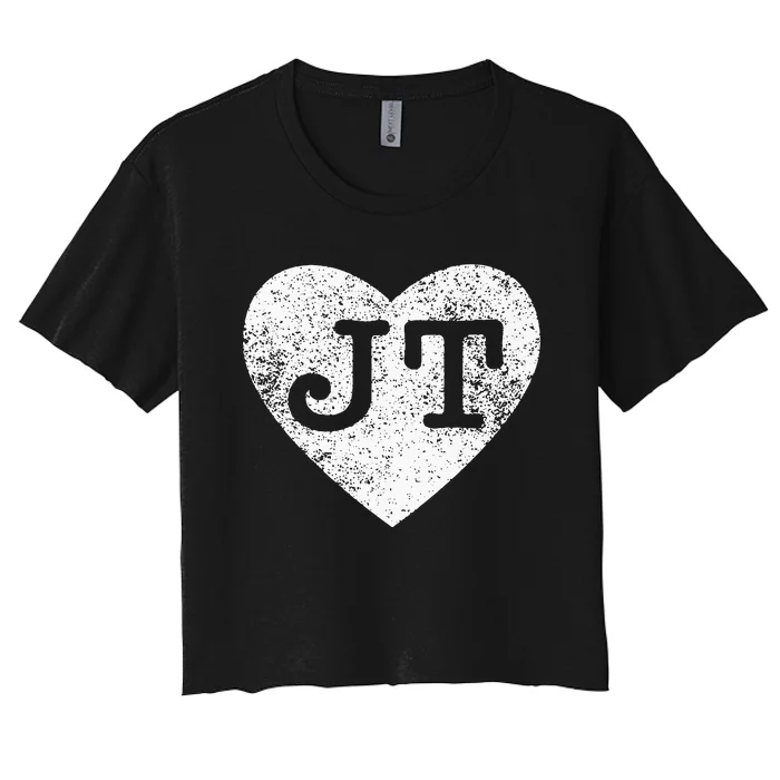 I Love JT Vintage Heart Women's Crop Top Tee