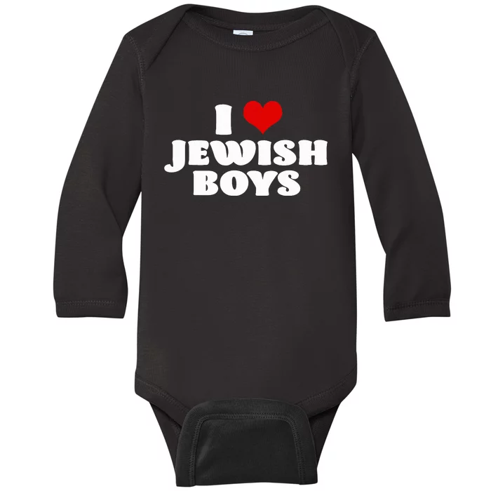 I Love Jewish Red Heart Hanukkah Baby Long Sleeve Bodysuit