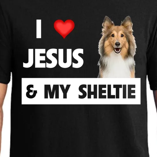 I Love Jesus And My Sheltie Dog Mom Dad Shetland Sheepdog Great Gift Pajama Set