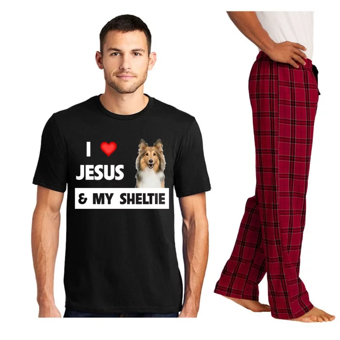 I Love Jesus And My Sheltie Dog Mom Dad Shetland Sheepdog Great Gift Pajama Set