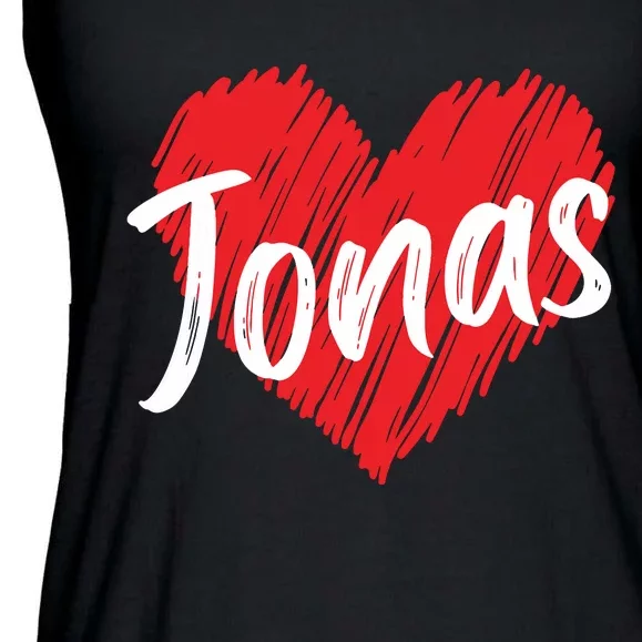 I Love Jonas Heart Personalized Name Jonas Ladies Essential Flowy Tank