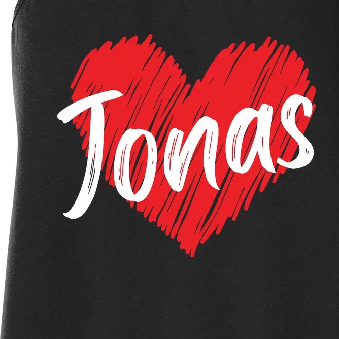 I Love Jonas Heart Personalized Name Jonas Women's Racerback Tank