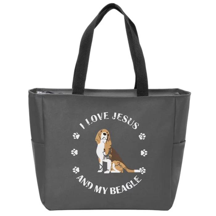 I Love Jesus And My Beagle Beagle Lover Gift Zip Tote Bag