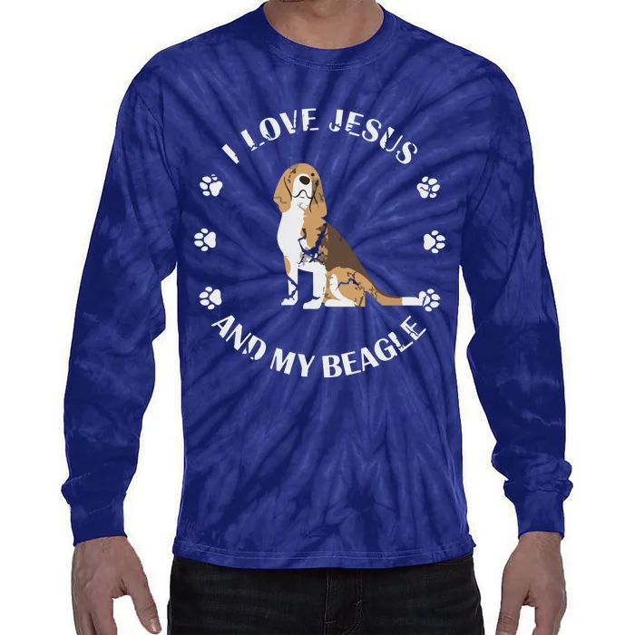 I Love Jesus And My Beagle Beagle Lover Gift Tie-Dye Long Sleeve Shirt