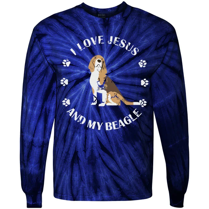 I Love Jesus And My Beagle Beagle Lover Gift Tie-Dye Long Sleeve Shirt