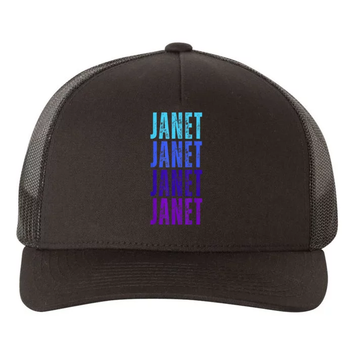 I Love Janet Pattern First Name Janet Yupoong Adult 5-Panel Trucker Hat