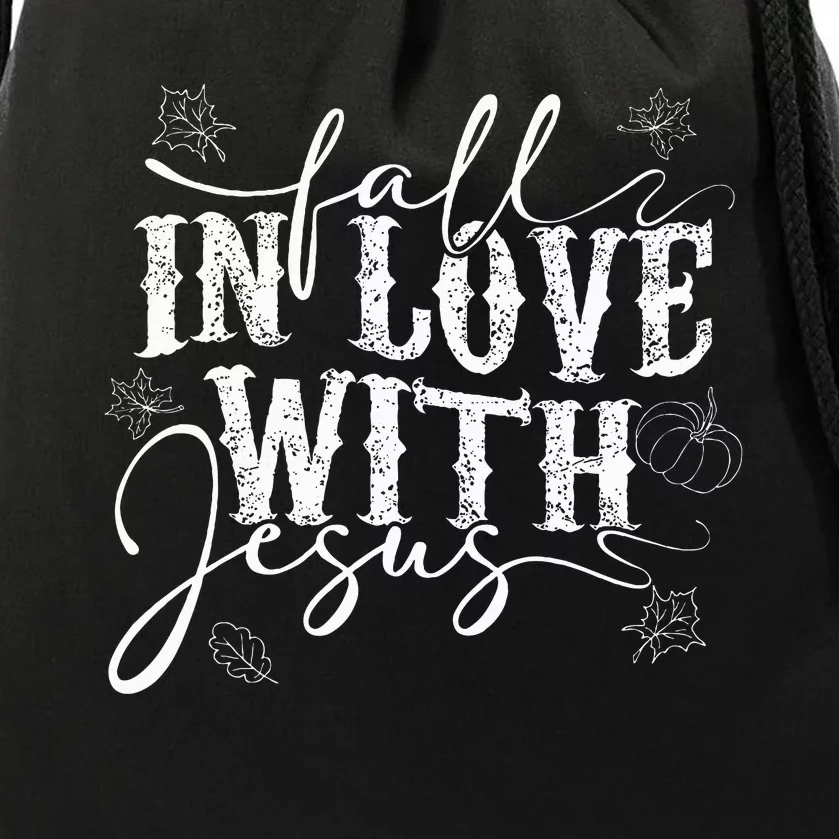 I Love Jesus Fall Leaves And Pumpkin Autumn Thanksgiving Drawstring Bag