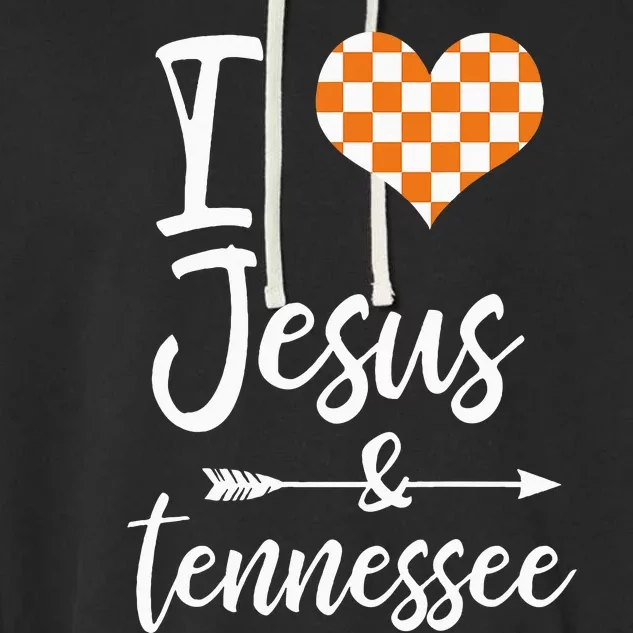 I Love Jesus And Tennessee Orange Garment-Dyed Fleece Hoodie