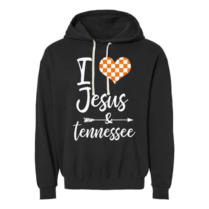 I Love Jesus And Tennessee Orange Garment-Dyed Fleece Hoodie