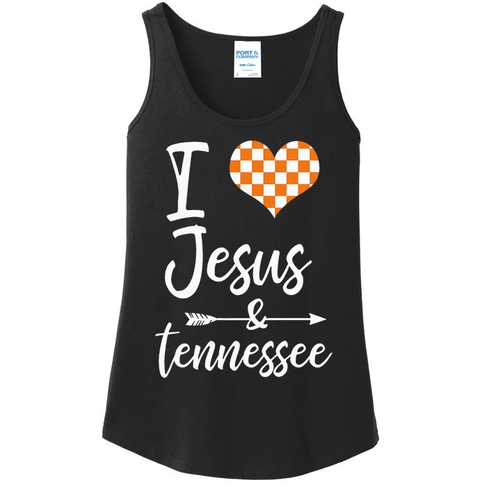 I Love Jesus And Tennessee Orange Ladies Essential Tank