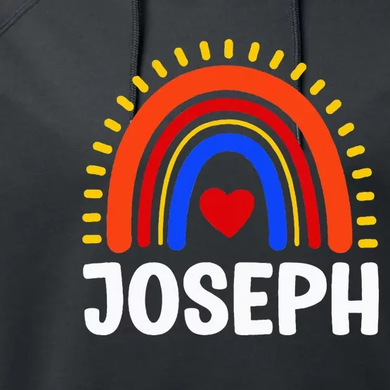 I Love Joseph Cute Joseph Rainbow Performance Fleece Hoodie