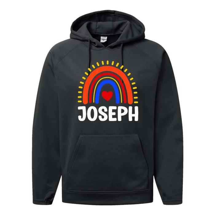 I Love Joseph Cute Joseph Rainbow Performance Fleece Hoodie