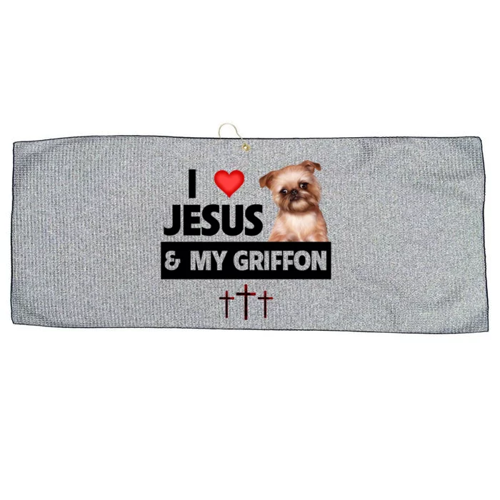 I Love Jesus And My Brussels Griffon Dog Mom Dad Christian Meaningful Gift Large Microfiber Waffle Golf Towel