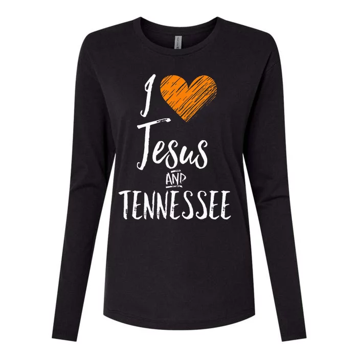 I Love Jesus And Tennessee Orange Heart Cute Fan Gift Womens Cotton Relaxed Long Sleeve T-Shirt