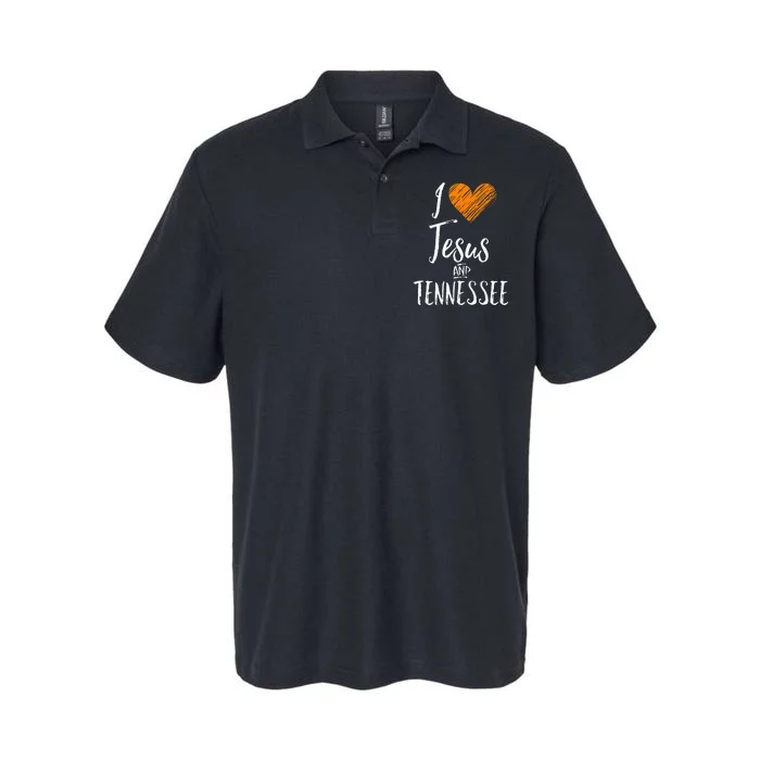 I Love Jesus And Tennessee Orange Heart Cute Fan Gift Softstyle Adult Sport Polo